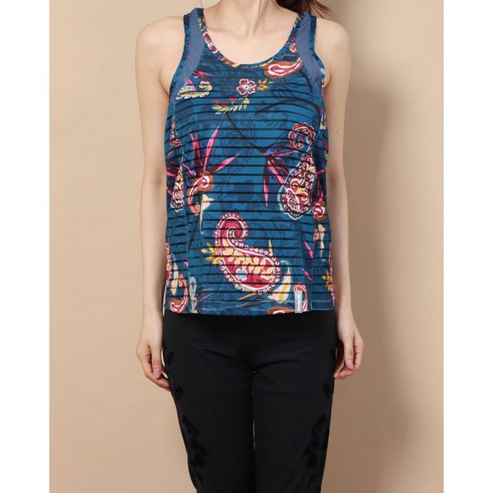 T-shirt Desigual z ramiączkami Etnic Paski Top S