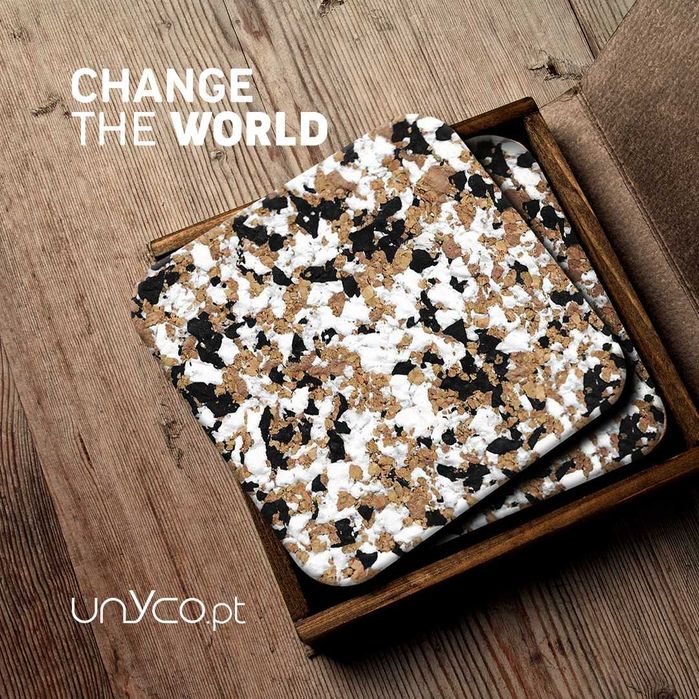 Base para copos de cortiça reciclada quadrada Cork Color Unyco Pack25