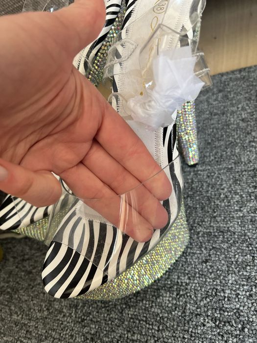 Szpilki Pole Dance zebra cyrkonie r. 38 Roxie Luve nowe jak pleaser