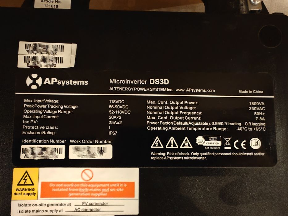 APsystems DS3D Microinversor