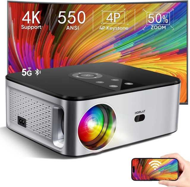 Проектор HORLAT T03 1100ANSI, Full HD 1920x1080, WiFi/Bluetooth/Androi