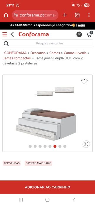 Cama com gavetao e gavetas de arrumacao