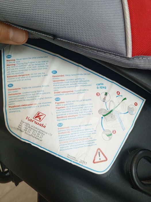 Fotelik samochodowy 0-10kg nosidełko