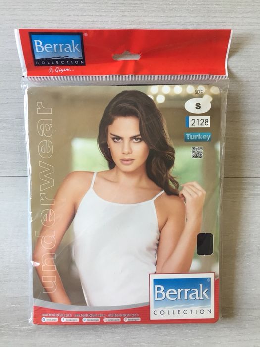 Майка S/M/L/XL Біла/чорна Вузька бретелька Berrak Туреччина