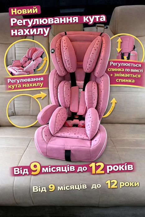 Автокресло детское розовое для девочеки девчачие автокрісло в авто