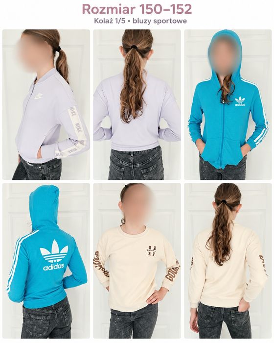 Mega paka ubrań dziewczęcych – Nike, Adidas, Puma, sukienki, bluz