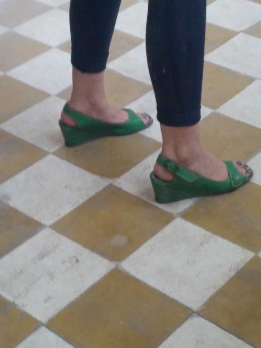 Sapatos de couro verde tamanho 39