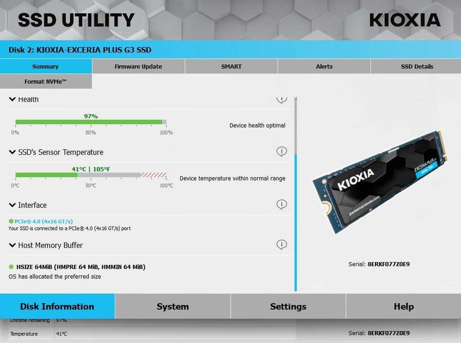 Dysk SSD Kioxia Exceria Plus G3 1 TB gen.4 szybki GWARANCJA ok.4 lata