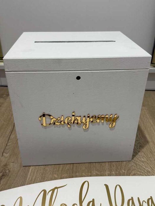 ŚLUB/WESELE Drewniane pudełko na koperty, pudełko na obrączki