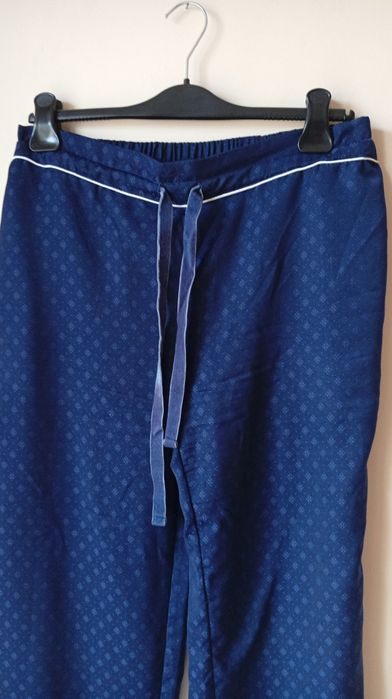 Granatowa elegancka satynowa piżama , spodnie i koszula, Tchibo, r.XL