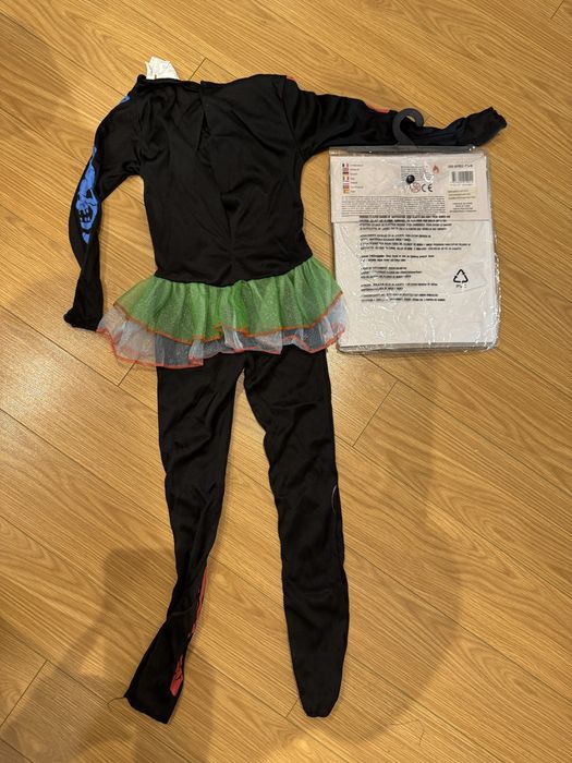 Fato Infantil de Esqueleto Colorido – Halloween / Carnaval (Tamanho S)