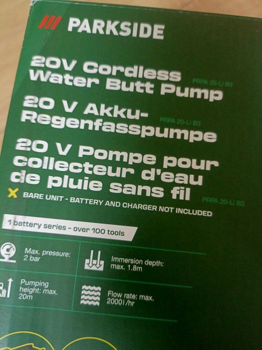 Nowa gwarancja pompa akumulatorowa PRPA 20-Li B3 20V  do wody do zbiornika