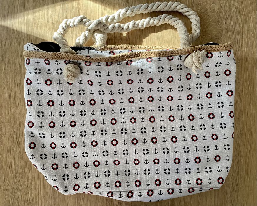 Duża Torba marynarska w kotwice sznurki na zamek