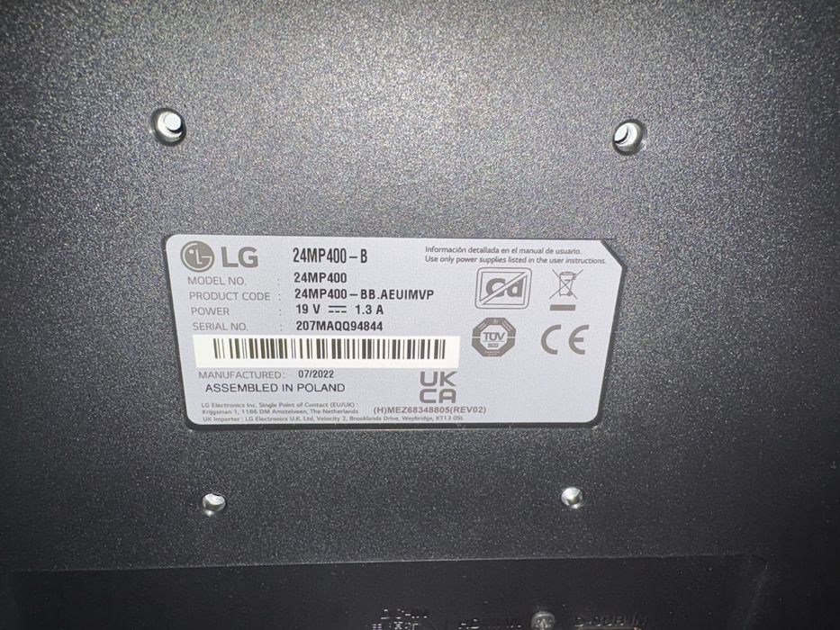 Monitor LG 24MP400-B, 24”