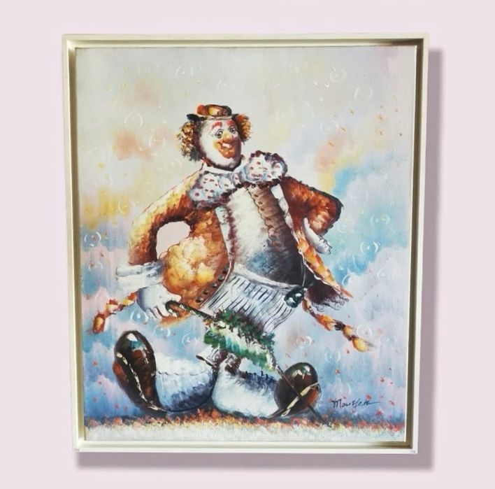 Quadro pintado e assinado tema palhaço