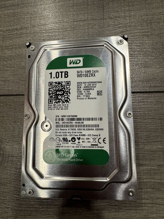 Жорсткий диск HDD WD Green 1Tb 3.5, 64Mb, гарний стан, тести