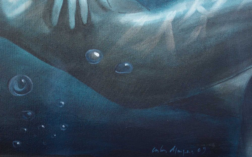 Nu feminino, acrílico sobre tela. Obra original de Carlos Marques