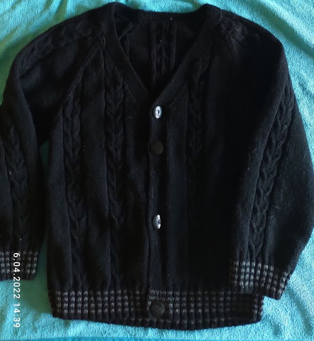 HAND MADE rozpinany sweter na 110