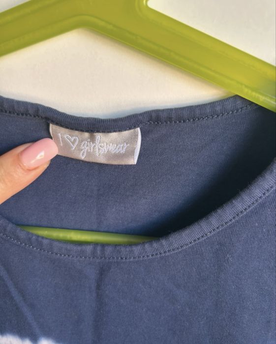 Granatowa bluzka dla dziewczynki top koszulka r. 128-134