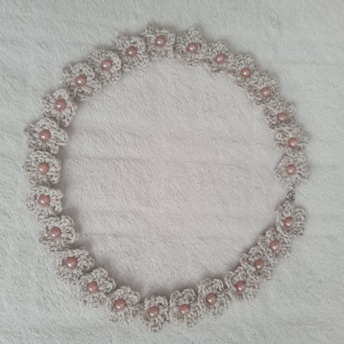 Naszyjnik Boho z lnu handmade