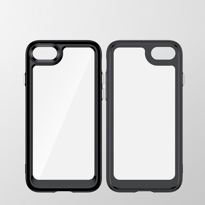 Etui Sztywny Pokrowiec Z Żelową Ramką Do Iphone 7 / 8 / Se Czarny