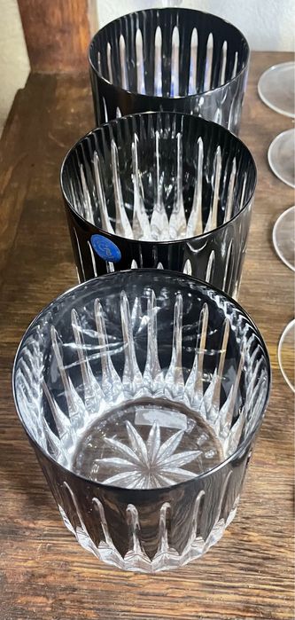 3 copos de uísque de cristal preto (barbara) republica checa