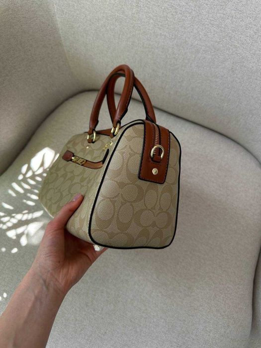 Coach Rowan Satchel In Signature Canvas Beige/Ginger