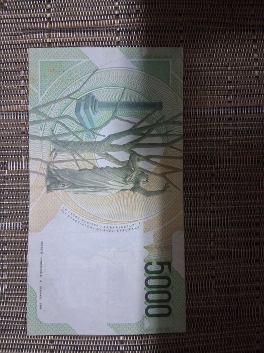 Nota de 5000 Lire Cinquemila - Itália (Banca d'Italia)