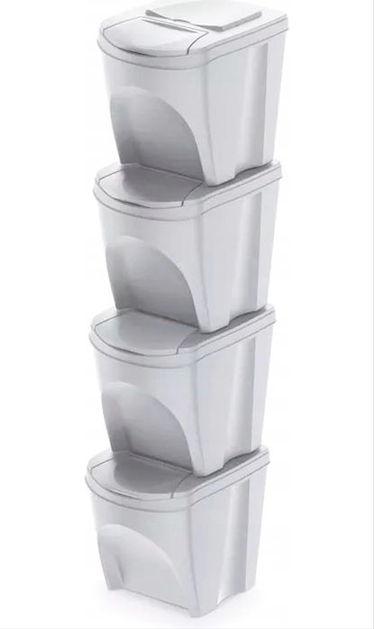KEDEN Sortibox Set of 4 Recycling Bins, Off-White, Volume 4 x 25 L