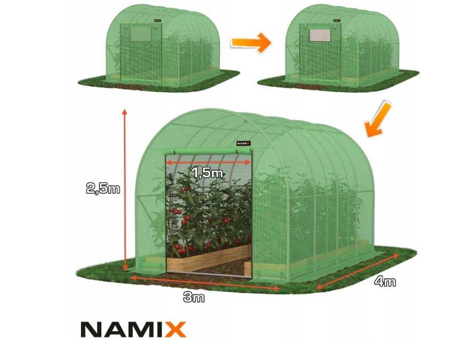 OUTLET Tunel foliowy szklarnia 3x4 m 12m² wysokość 2,5m
