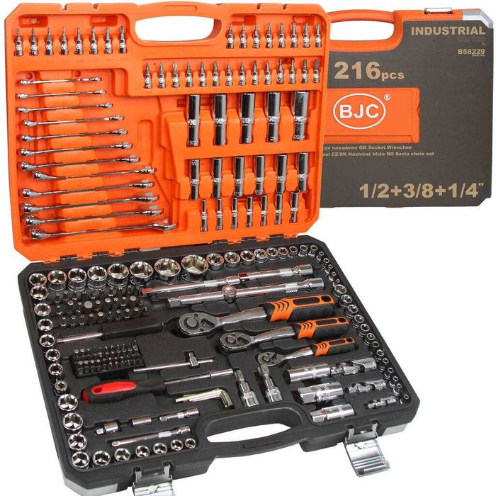 Zestaw Kluczy Nasadowych 216el. BJC  1/4'' , 3/8'' , 1/2'' B58229