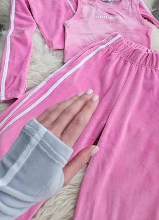 Новий!Стильний велюровий костюм трійка для дівчинки140,146,152,158,164