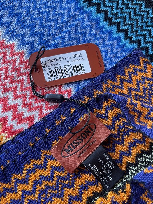 Szal MISSONI Wełna Made in Italy Zygzaki Chevron