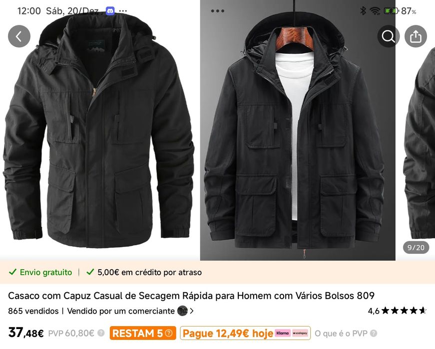 Casaco Parka novos quentes, leves, respiráveis e impermeáveis xxl