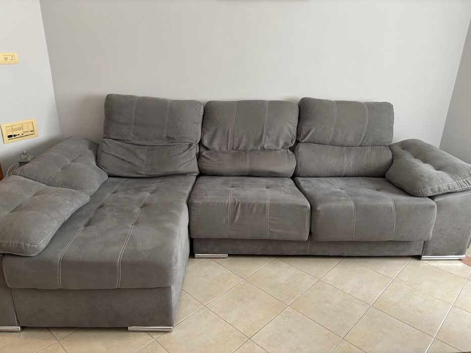 Sofá 3 lugares com chaise longue e assentos deslizantes 290 cm