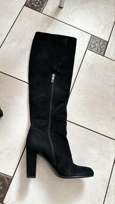 Замшеві сапоги чулок