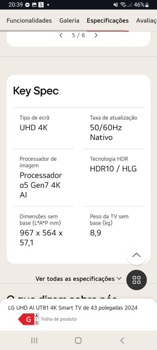 SmartTv 43' polegadas