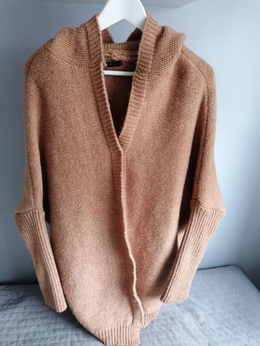Sweter kardigan damski z kapturem