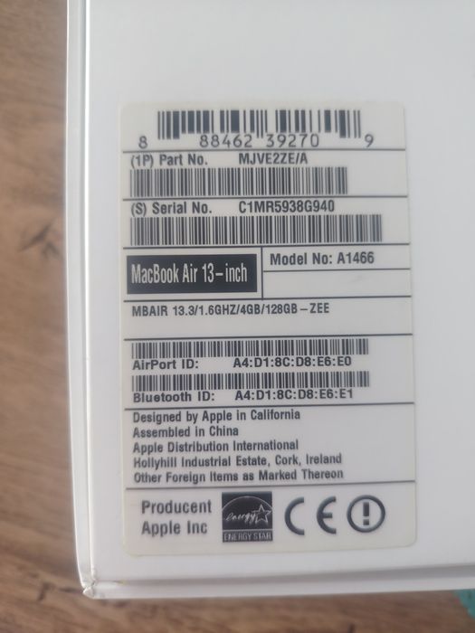 Notebook MacBook Air