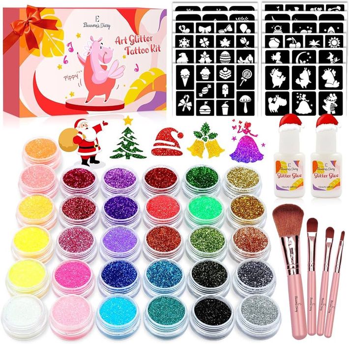 Tymczasowy brokatowy tatuaż dla dzieci, Pamiętnik Eleanore, 31 kolorów