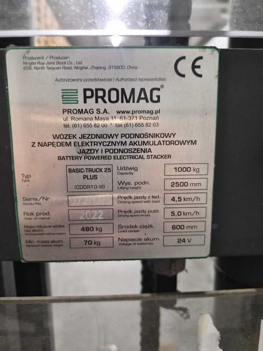 wózek elektryczny sztaplarka promag