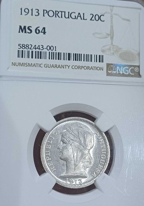 Moeda 20 centavos 1913 MS64 NGC