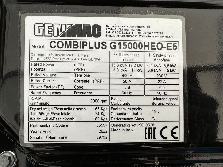 Генератор GENMAC 15000 NEO(12.2 кВт) на базі двигуна HONDA 15 кВа