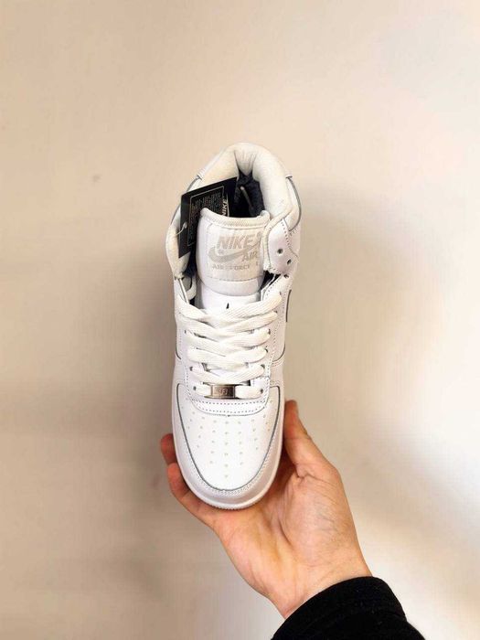 Nike Air Force 1 Mid White (36-41) Зимние кросовки, с мехом, найк форс