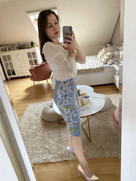 Spodnica midi 36/38 kolorowa uciągliwa