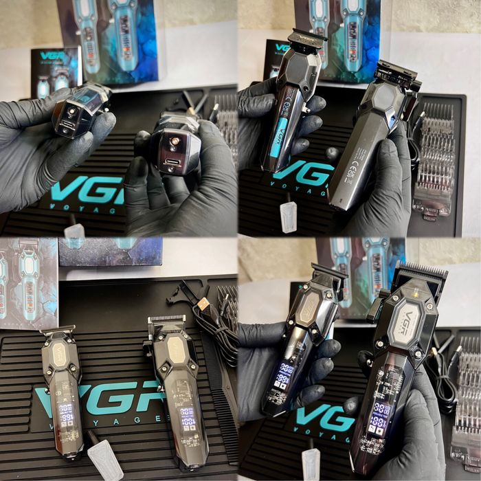 Комплект для стрижки 2 в 1 VGR BLACK (машинка+тример,10 насадок) lux