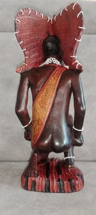 AFRYKAŃSKI wojownik Rzeźba plemienna Drewno RZEŹBIONY posąg