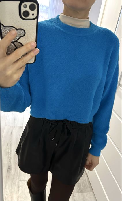 Zara niebieski krótki sweterek oversize M