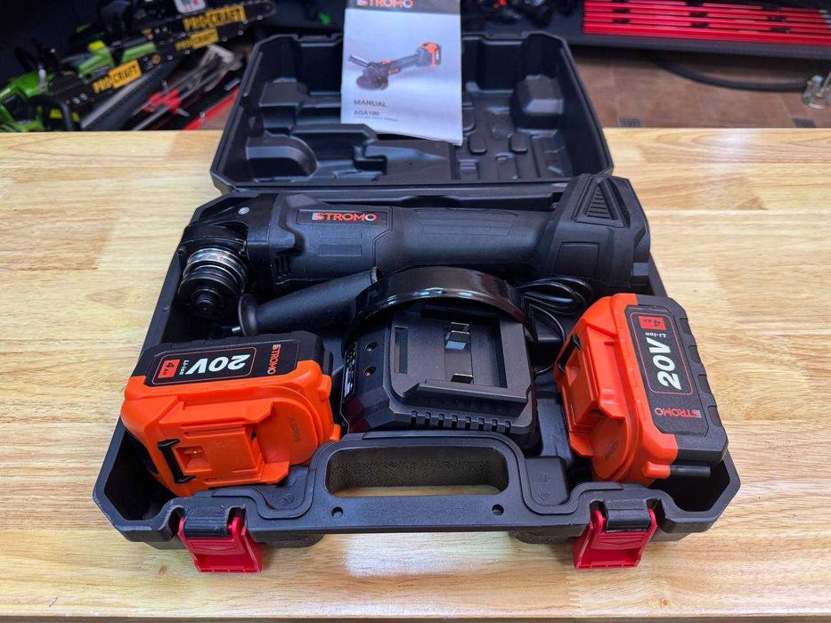 Потужна Болгарка Stromo AGA180 + 2 Акумулятори 4.0Ah + Зарядка та кейс