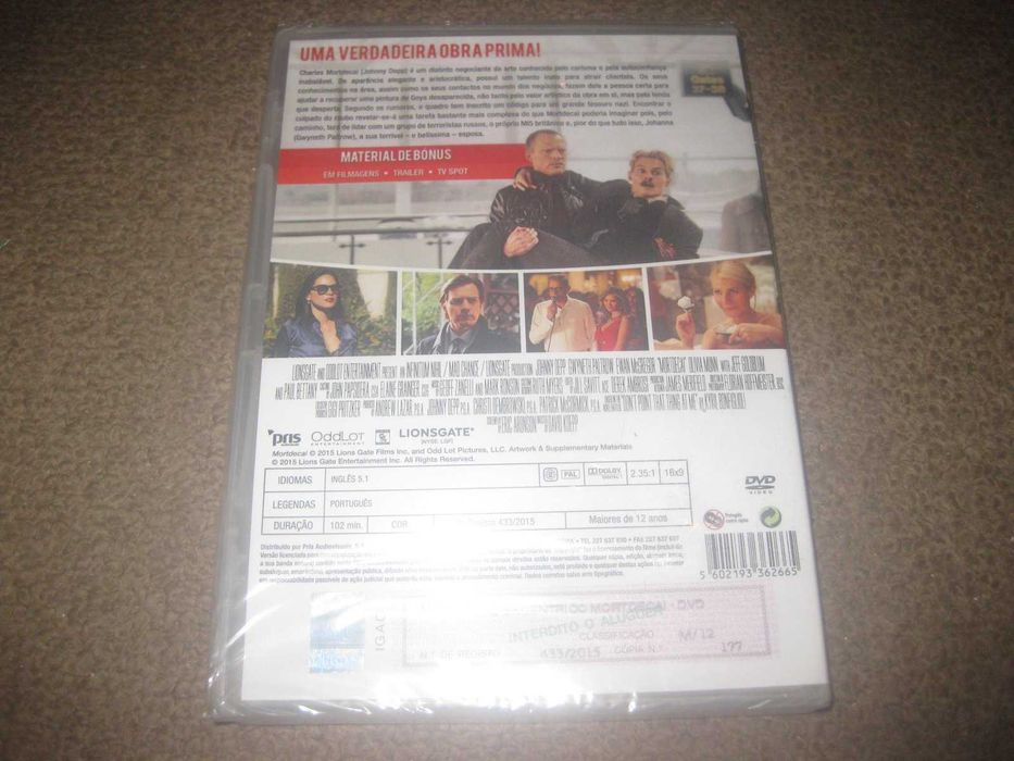 DVD "O Excêntrico Mortdecai" com Johnny Depp/Selado/Raro!